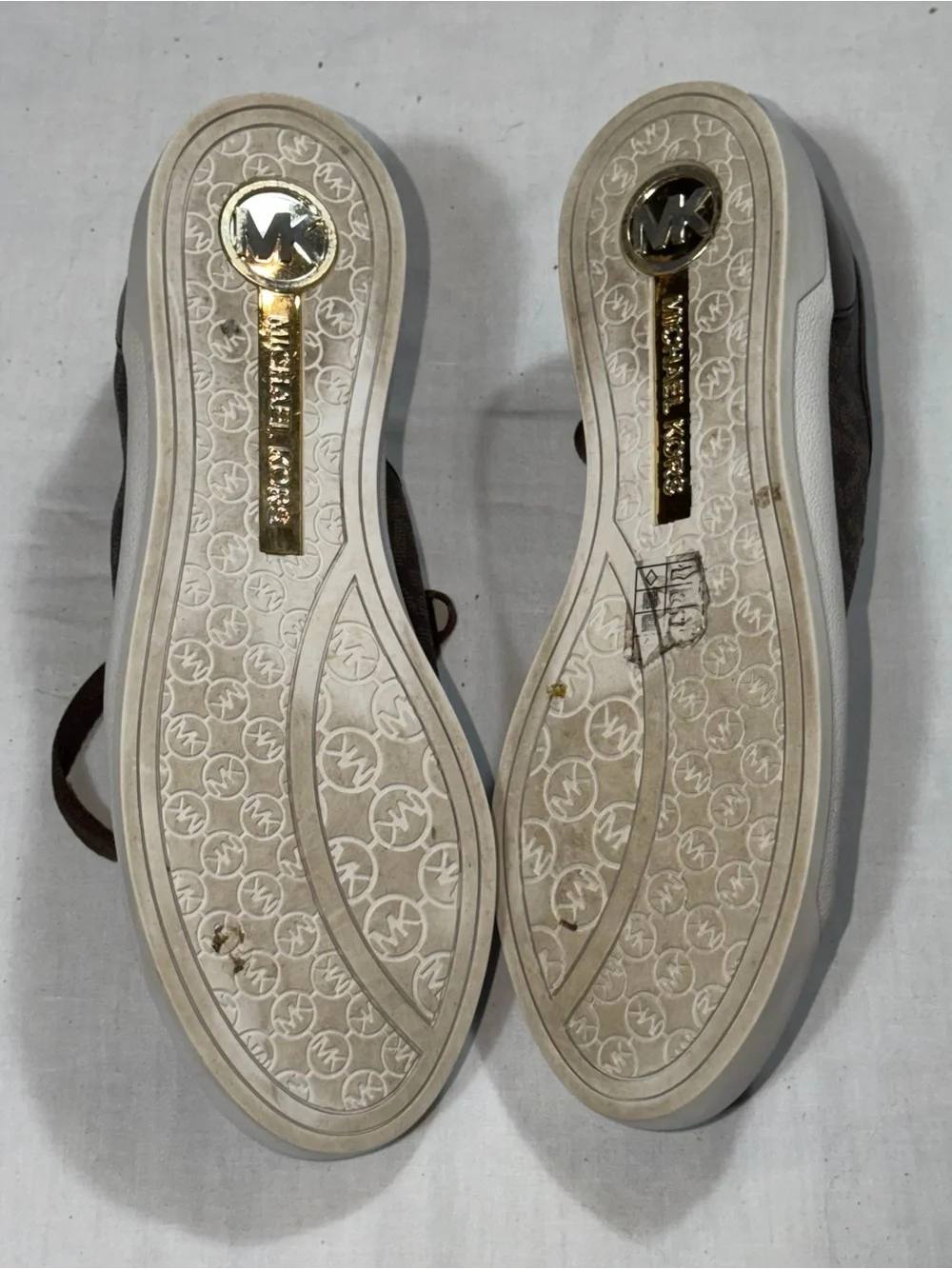 Michael Kors City MK Monogram Sneakers Women 9.5M Brown Leather Lace Up